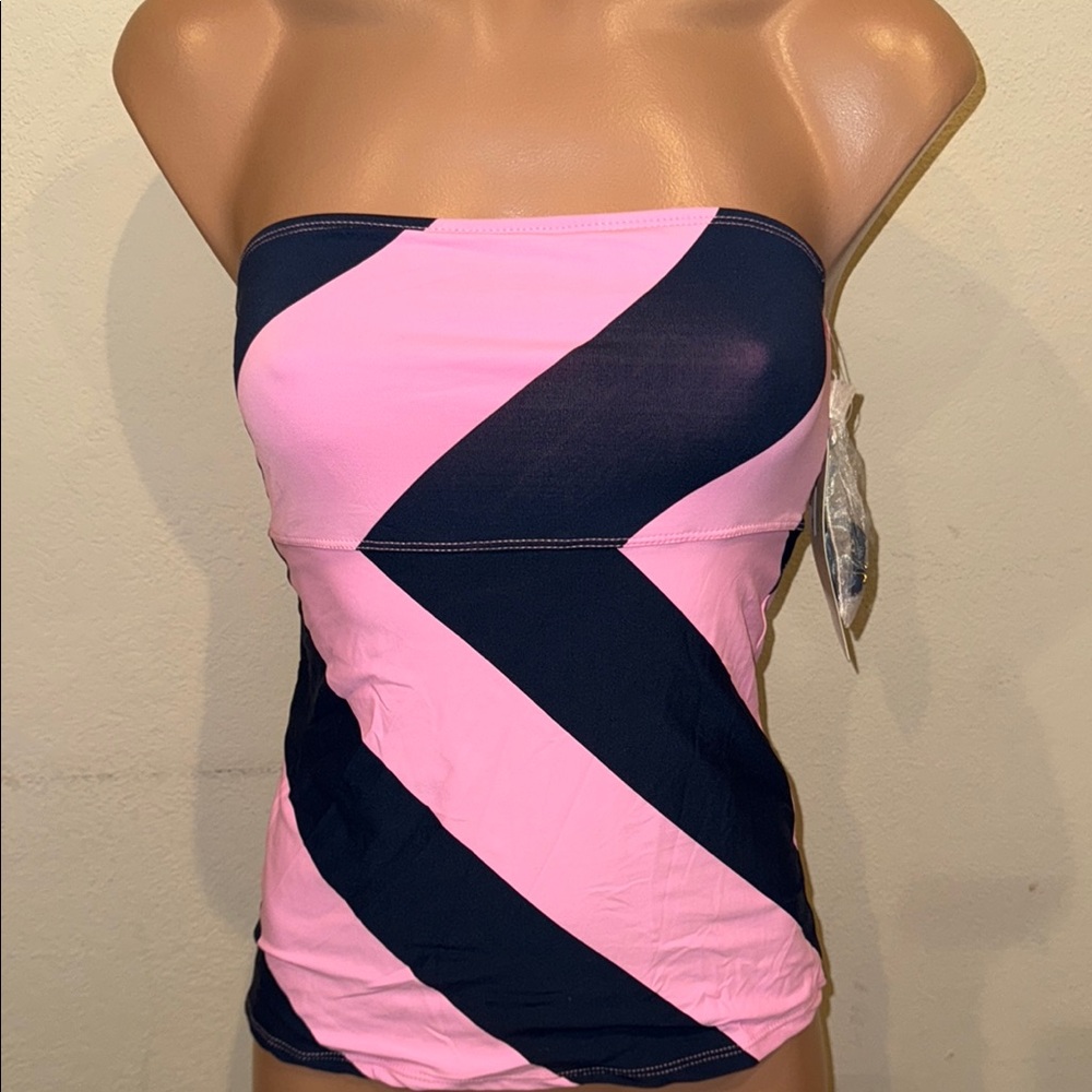 Anne Cole Blue and Pink Bikini with Geometric Design